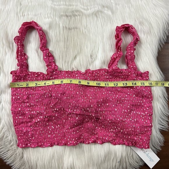 Coolchange Women's Size Large Pink Polka Dot Smocked Daria Top Tie‎ Back - Picture 5 of 10